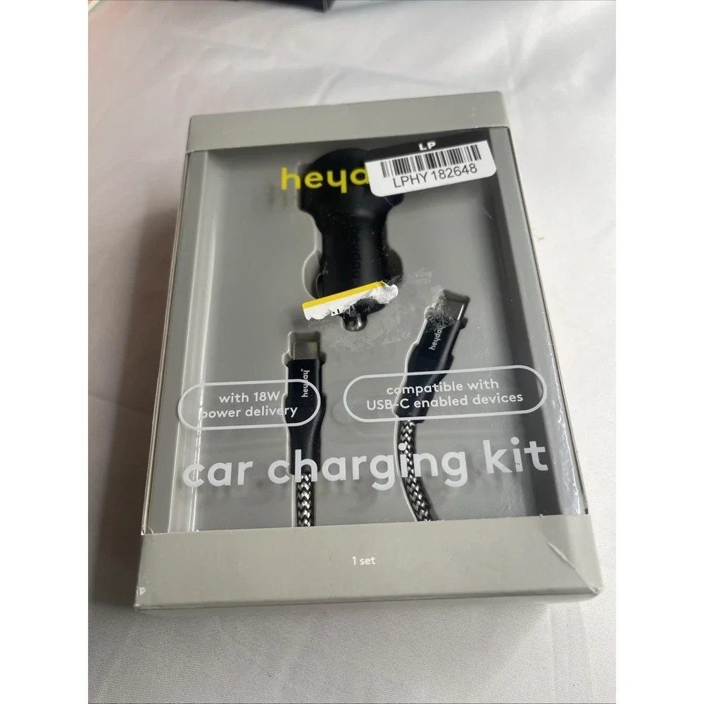 USB Car Charger with 6' USB-C to USB-C Braided Cable - heyday Matte Black